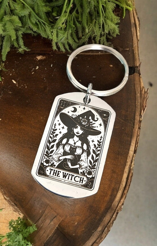 Witchcraft Tarot Card keyring. Can be personalised.