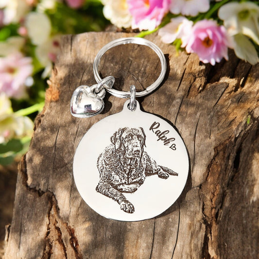 Actual photo keyring with heart charm, made from any photo.