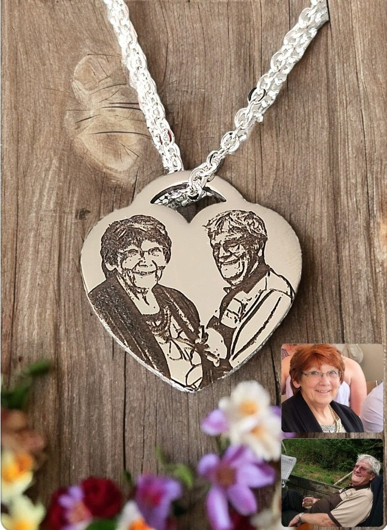 Personalised Heart Lock Necklace – 25mm Stainless Steel | Photo, Paw Print or Nose Print | Silver, Gold or Rose Gold Gift for Her