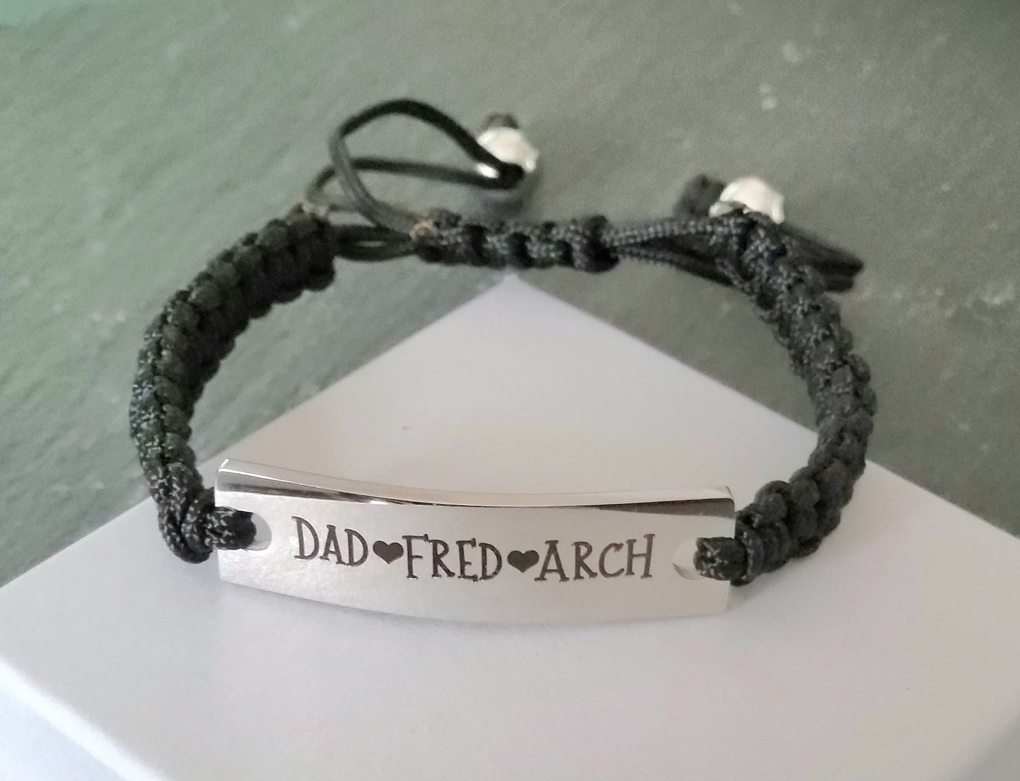 Personalised Mens Adjustable Bracelet| Stainless Steel Plate| Custom Engraved Wristband| Gift for Him| PersonalisedJewelery| Husband Jewelry