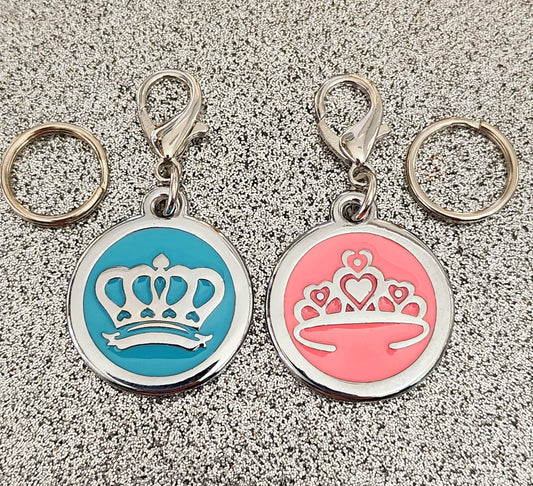 Prince or Princess dog or cat ID tag, laser engraved. 25mm.