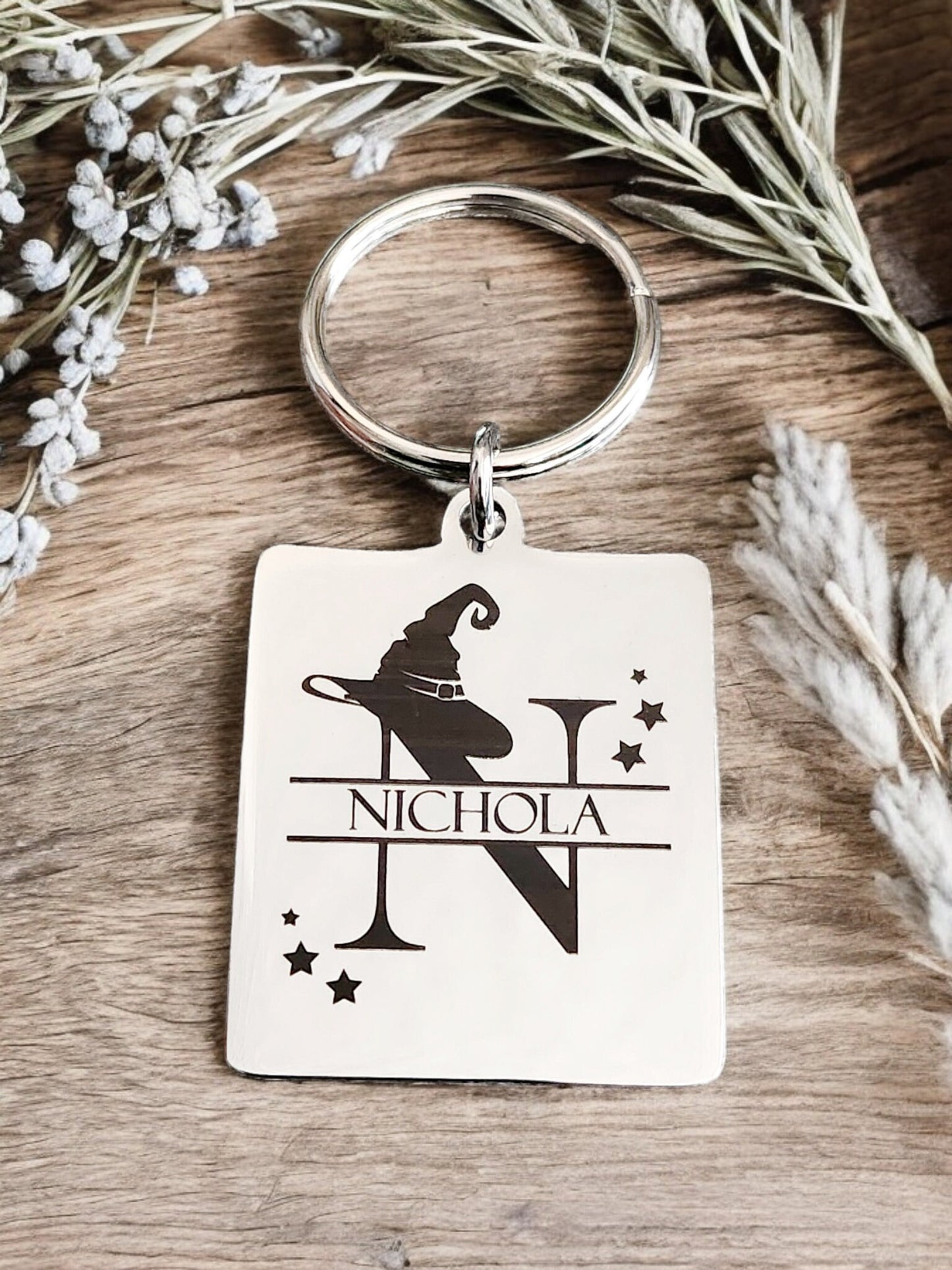 Witch monogram name keyring. A to Z
