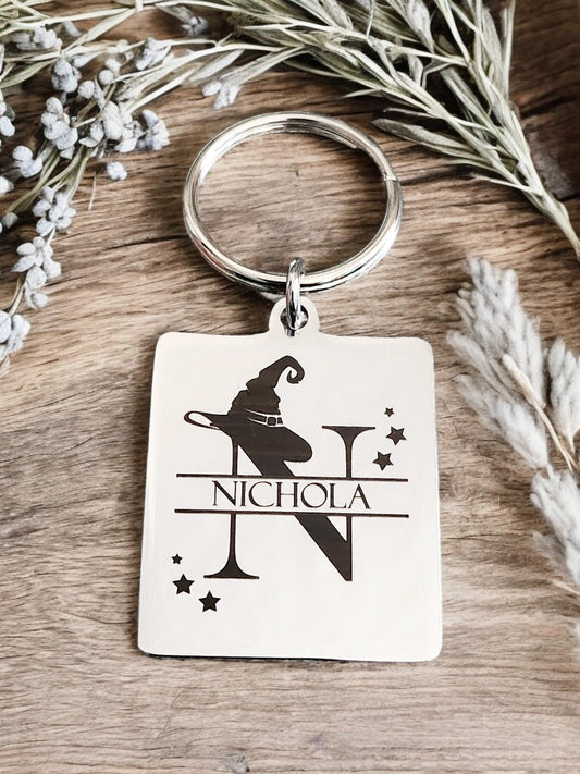 Witch monogram name keyring. A to Z