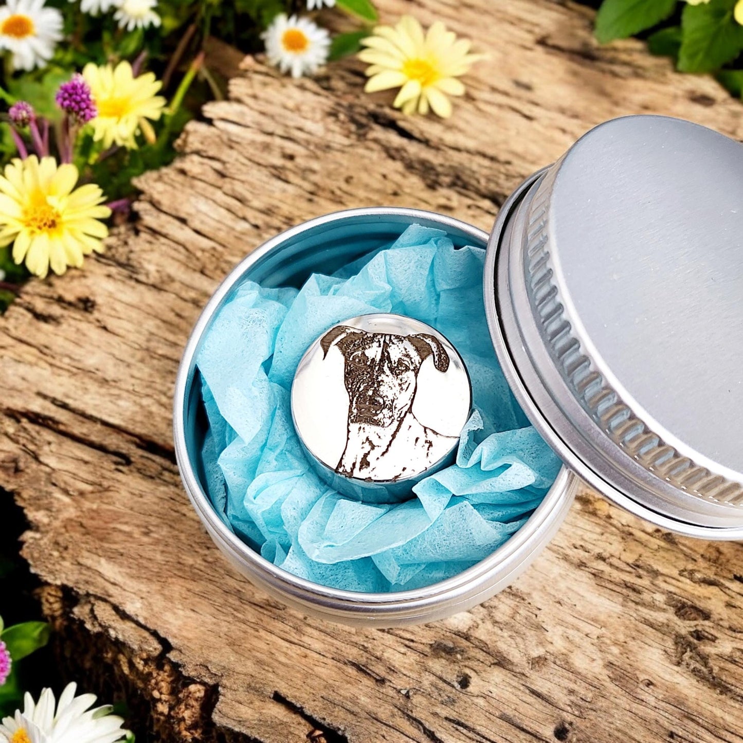 Photo, fingerprint, paw print gift, engraved personalised European charm (fit pandora)