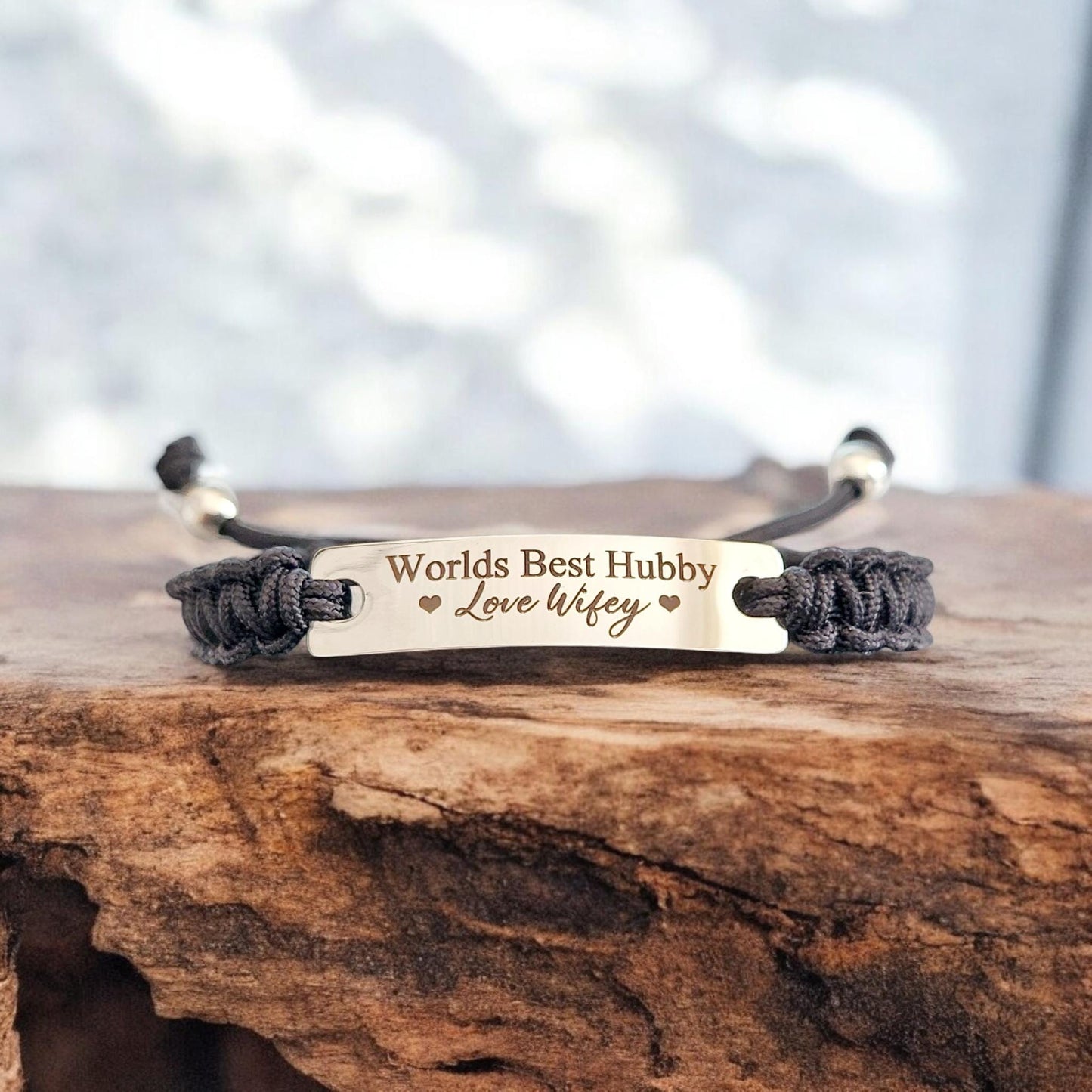 Personalised Mens Adjustable Bracelet| Stainless Steel Plate| Custom Engraved Wristband| Gift for Him| PersonalisedJewelery| Husband Jewelry