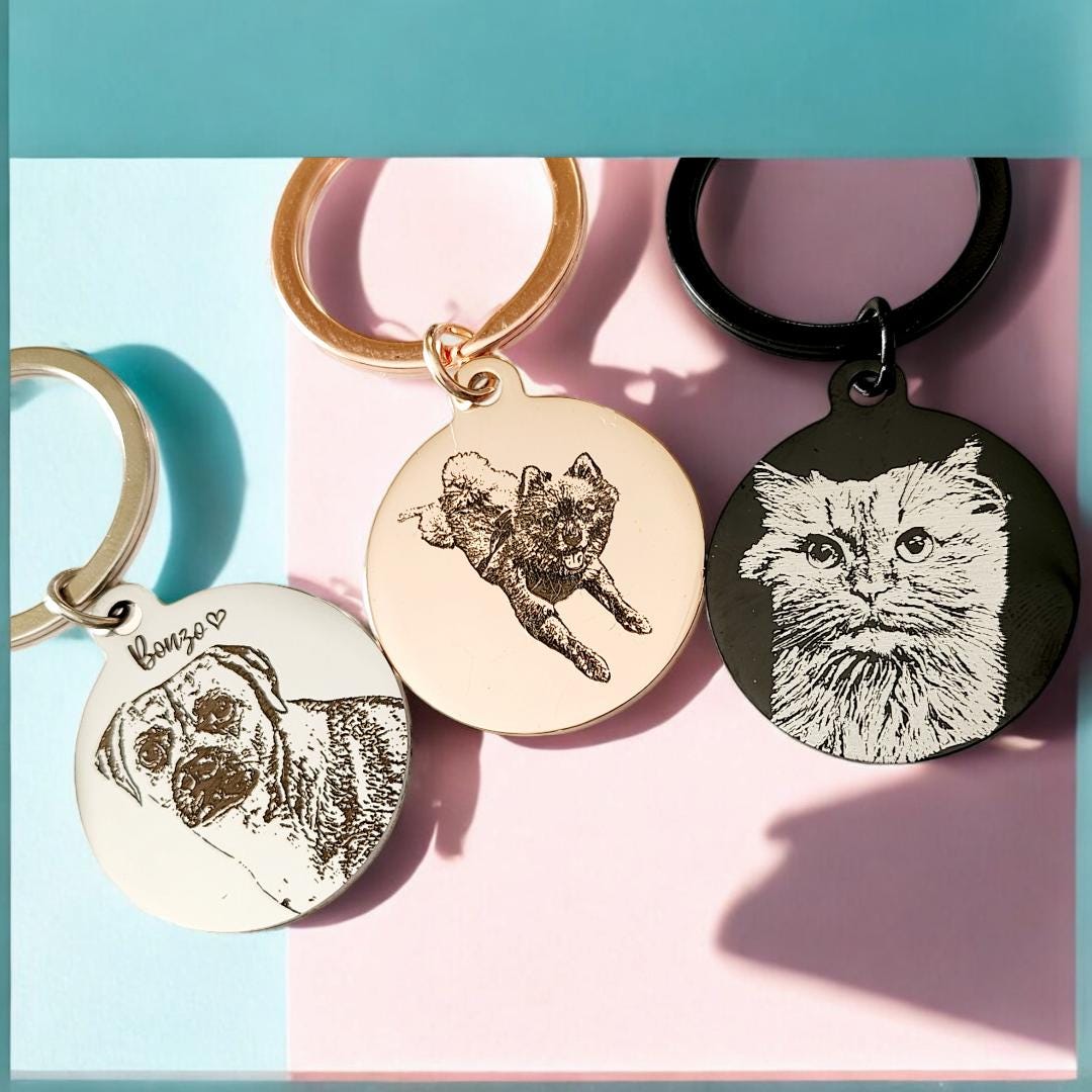 Actual photo keyring, from any photo. DOG, CAT, HUMANS, various colours