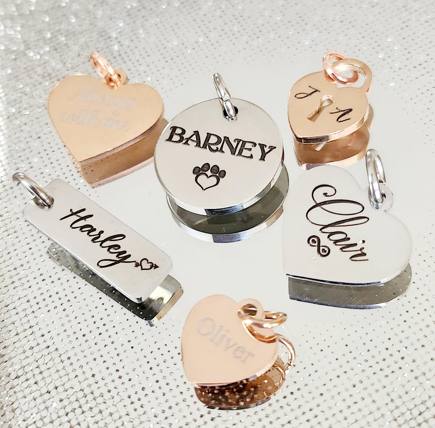 Jewellery makers engraved pendants. Personalised to order. Stainless steel.