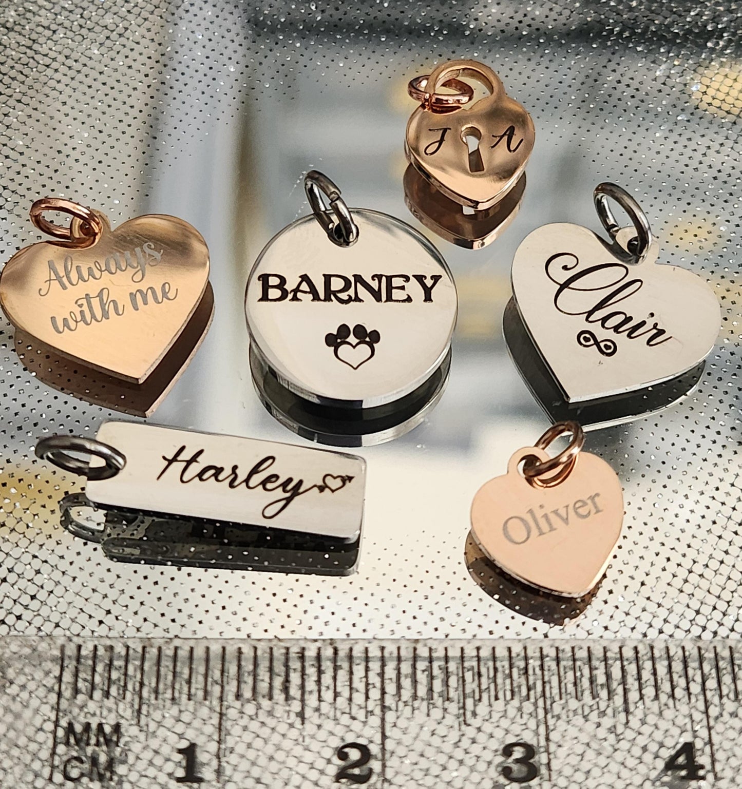 Jewellery makers engraved pendants. Personalised to order. Stainless steel.