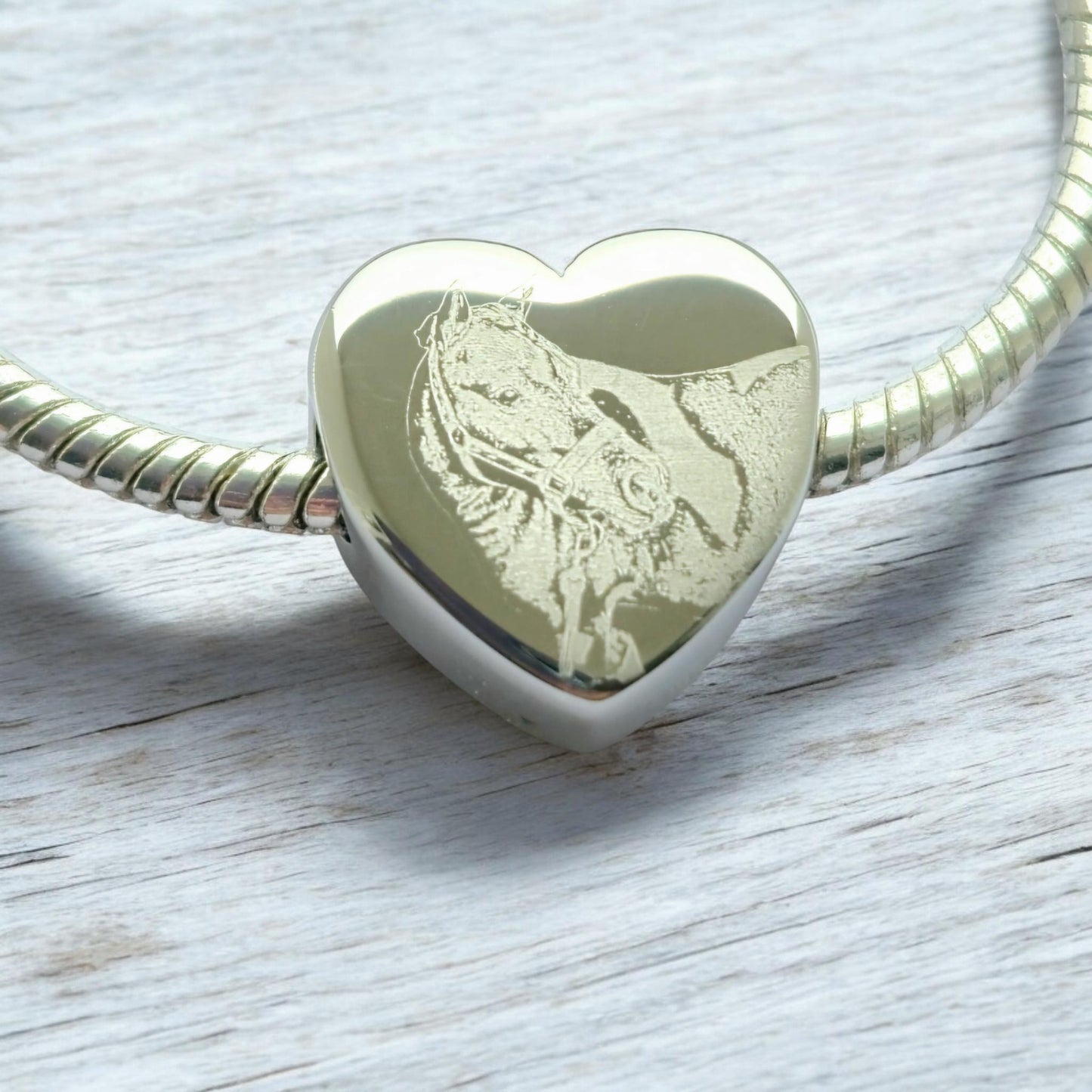 Photo gift, engraved personalised European charm (fit pandora or snake chain)