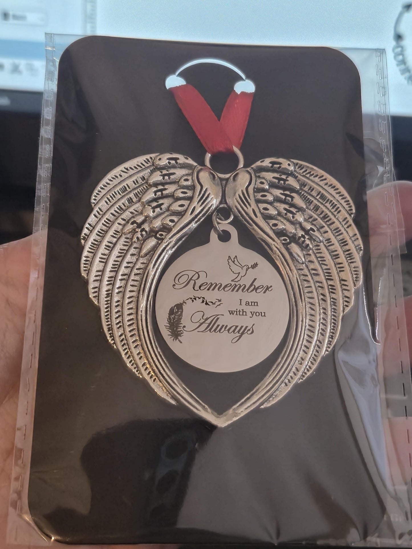 Beautiful Angel Wings Christmas Tree Decoration. Text or Photo of your loved one can be added