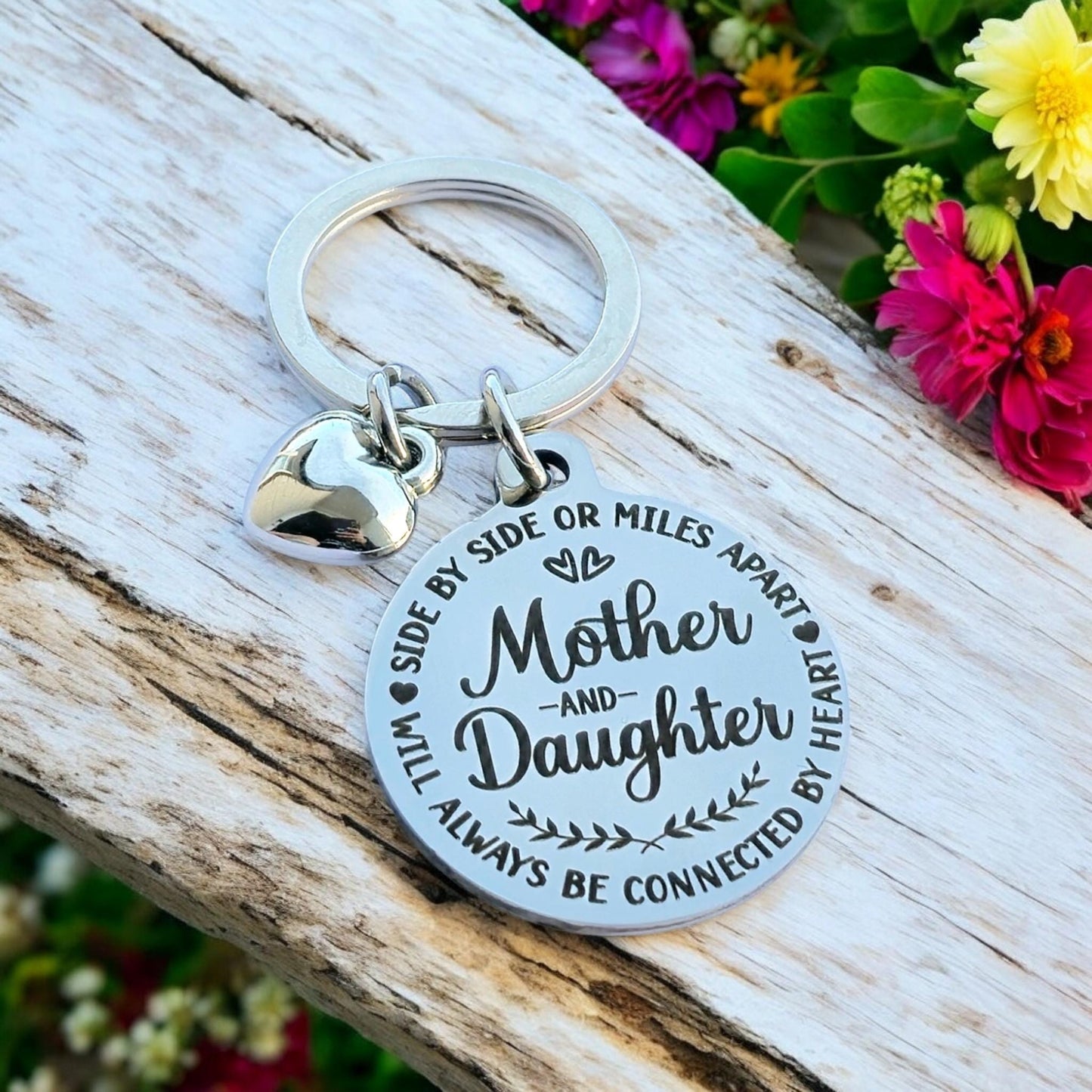 Mother, Daughter or father gift -keyring,  the back can be personalised.