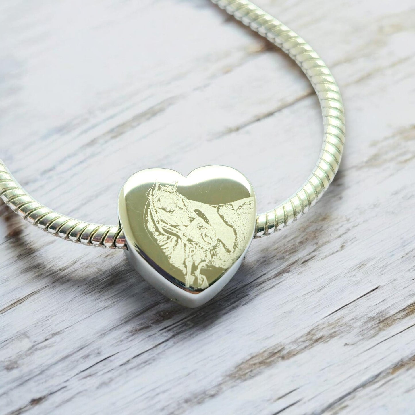 Photo gift, engraved personalised European charm (fit pandora or snake chain)