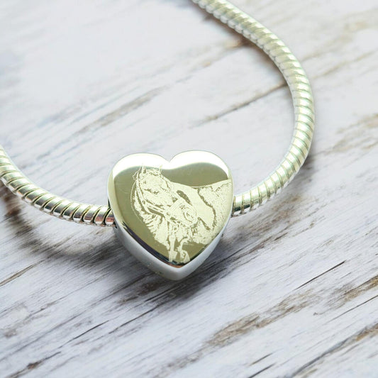 Photo gift, engraved personalised European charm (fit pandora or snake chain)