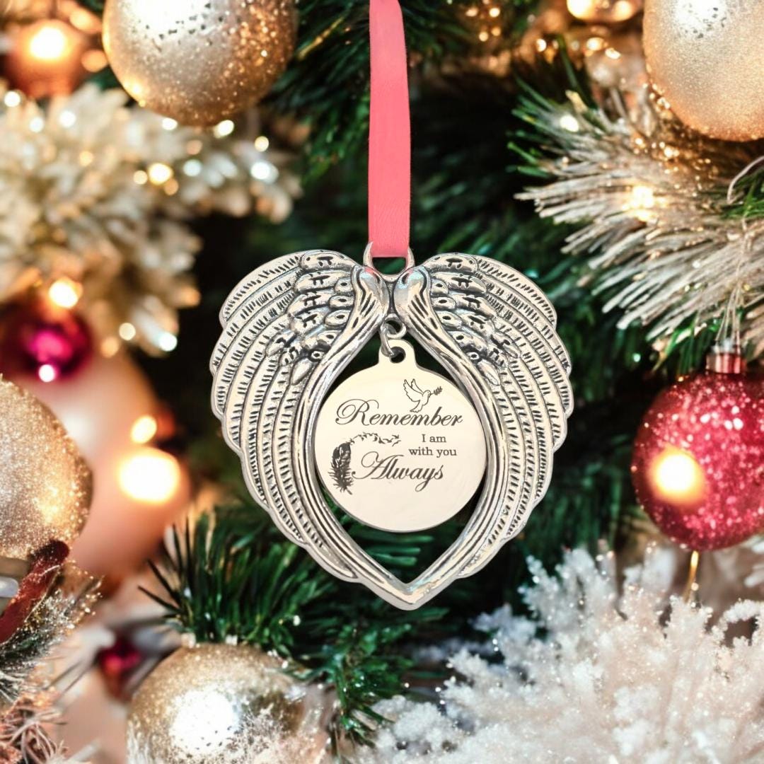 Beautiful Angel Wings Christmas Tree Decoration. Text or Photo of your loved one can be added