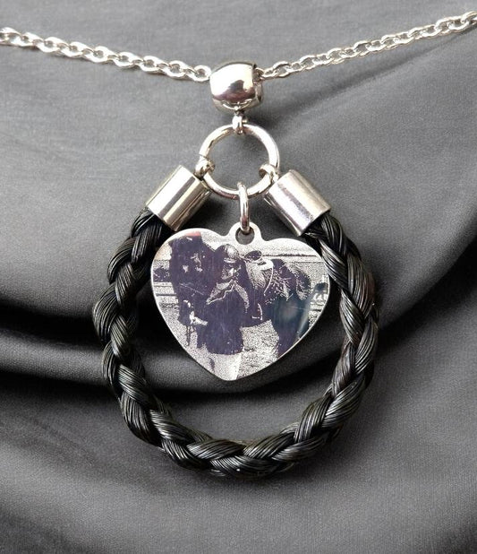 Horse hair / tail woven necklace with optional engraved heart pendant.