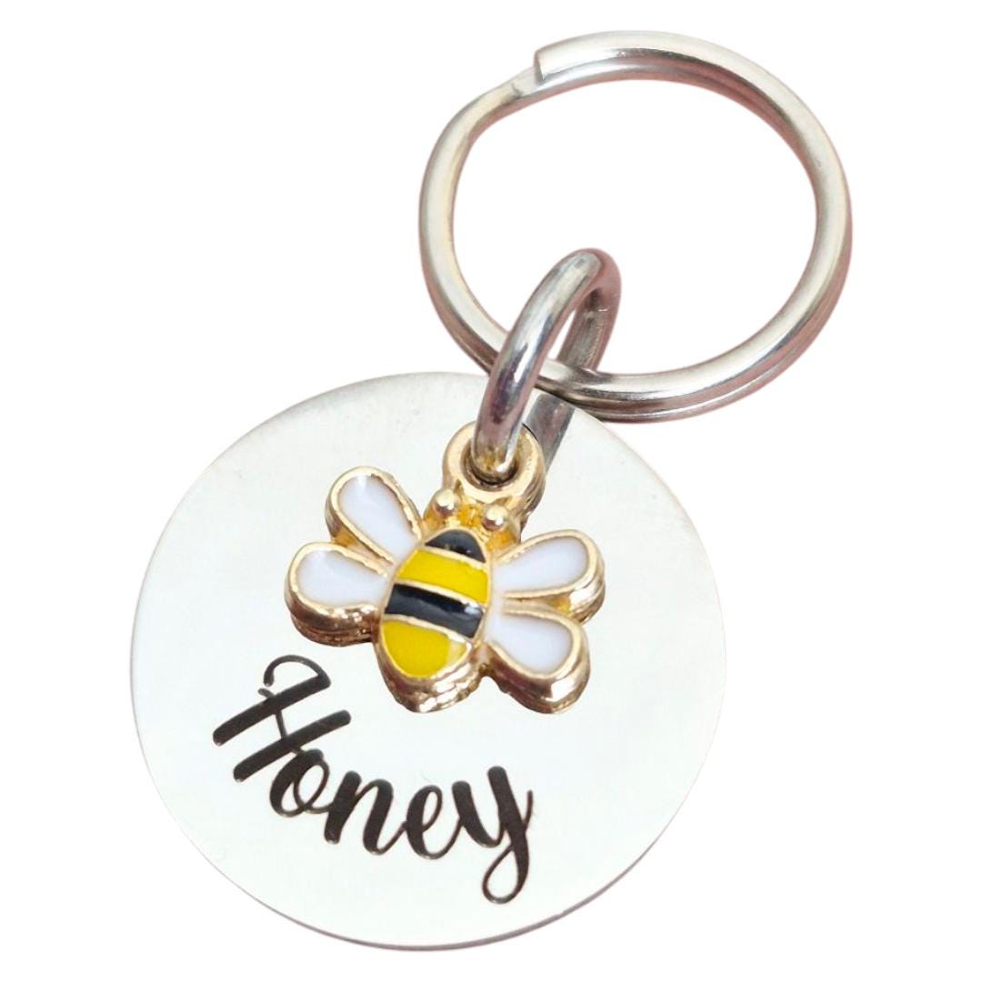 Bee pet Cat or small dog /puppy tag with Bumblebee charm. 20mm or 25mm stainless steel.