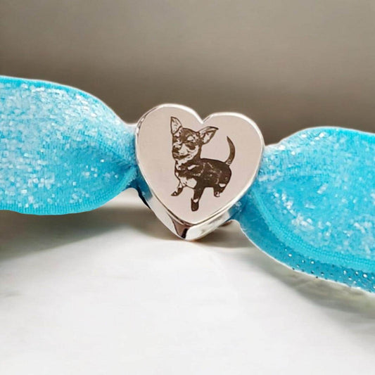 Pawprint, fingerprint,  handprintbgift, elasticated bracelet with engraved personalised European charm (fit pandora)