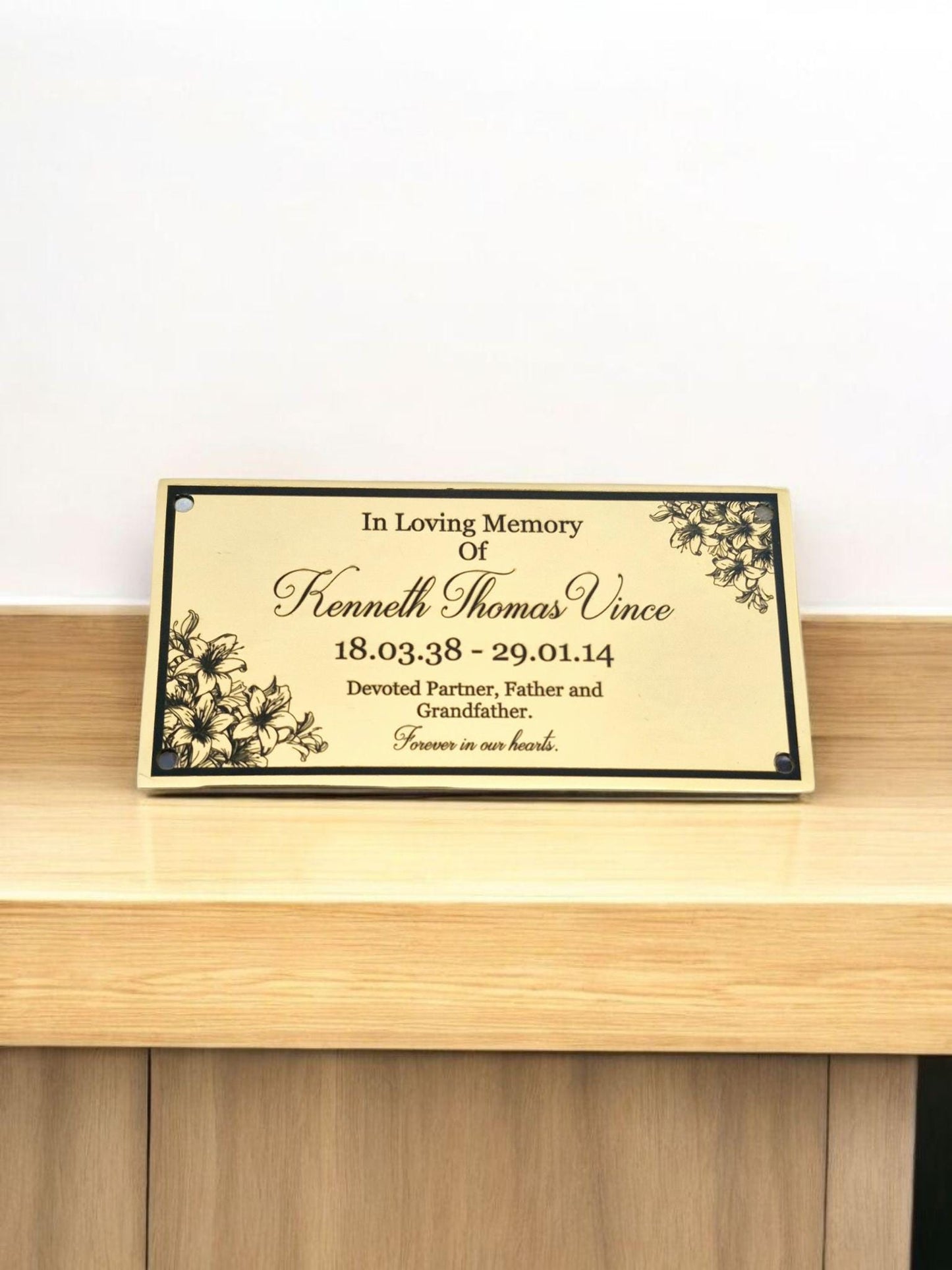 Custom Brass Memorial Plaque – Personalised Engraving | Brushed or Polished Finish | 100x50mm or 80x30mm