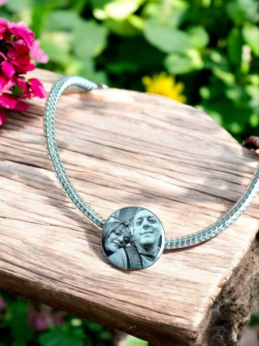 Pawprint, fingerprint,  handprint gift, engraved personalised European charm (fit pandora)