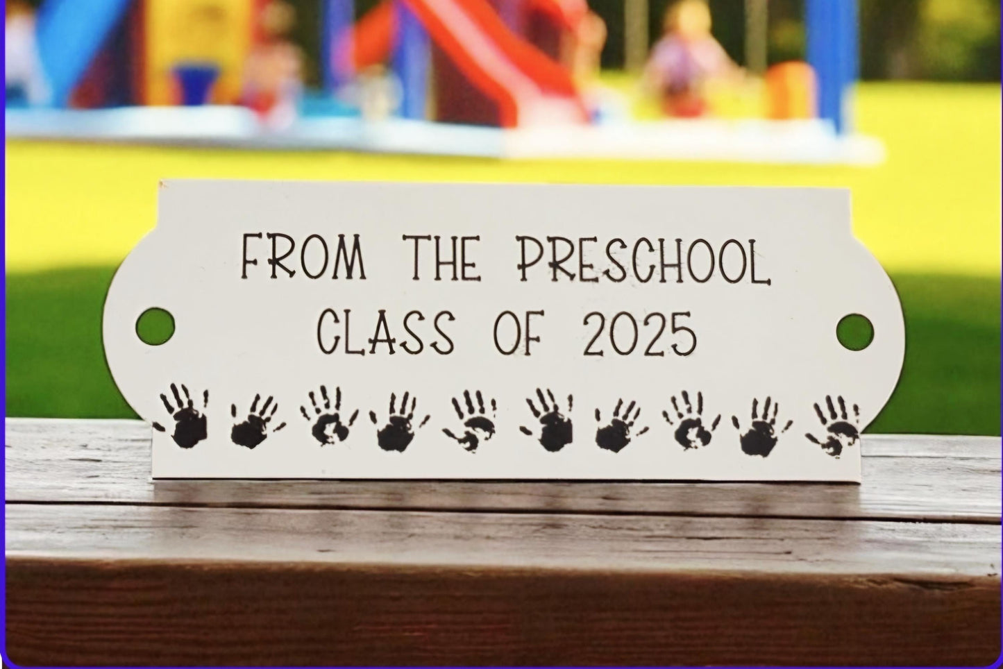 Bench / memorial / gate / door plaque with custom engraved design. 10x6cm or 8x3cm. 304 Steel. Teacher, class gift. Preschool