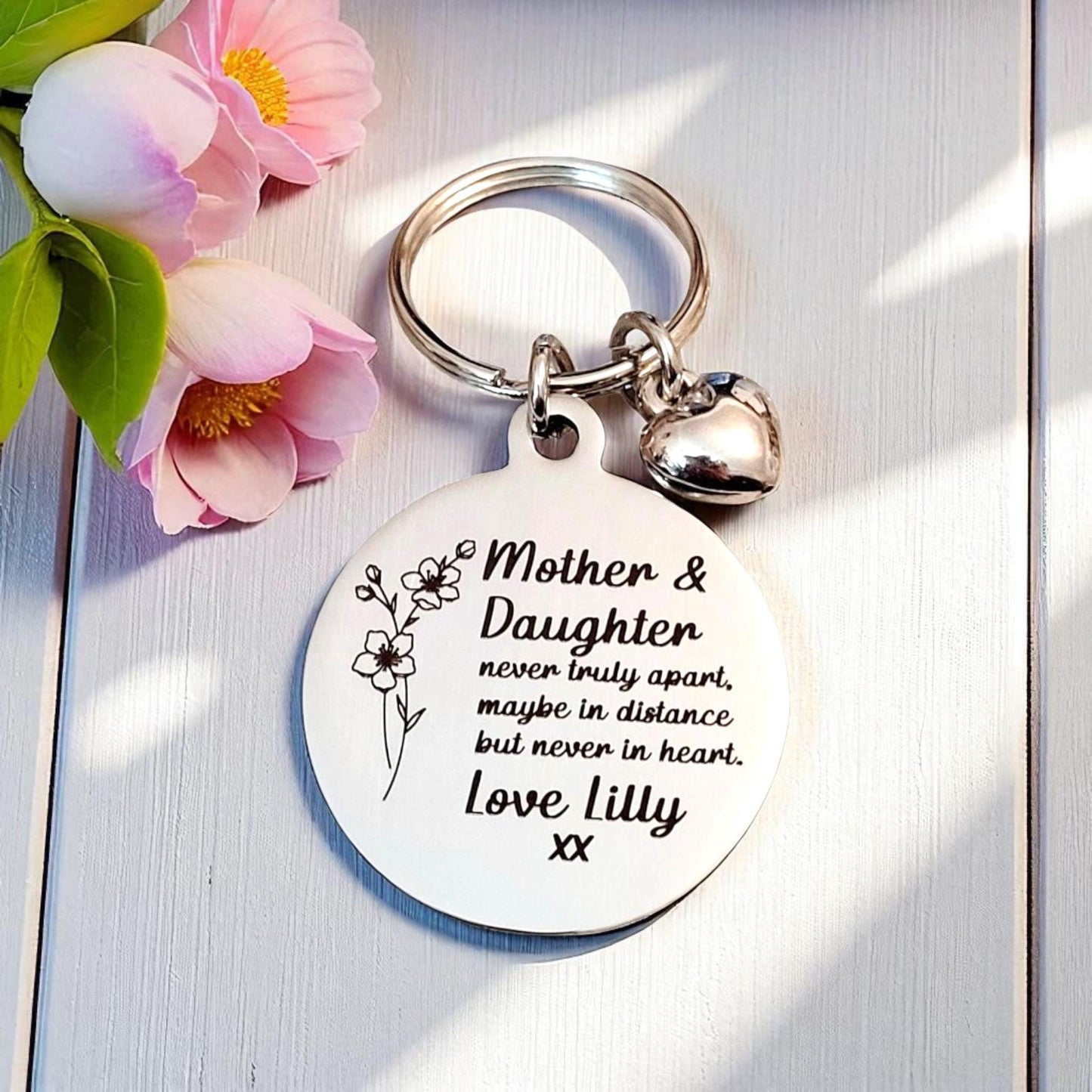 Mother & Daughter keyring,  Can be personalised.