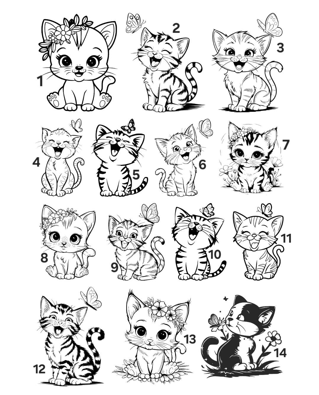 Tiny 20mm cat kitten ID tags laser engraved,  stainless steel available in silver, gold and rose gold. 14 cats to choose from.