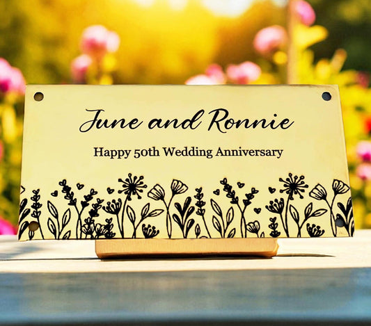 Personalised Brass Plaque 100x50mm – Custom Engraved Sign for Memorial or Anniversary Bench, Garden, Door or Tribute