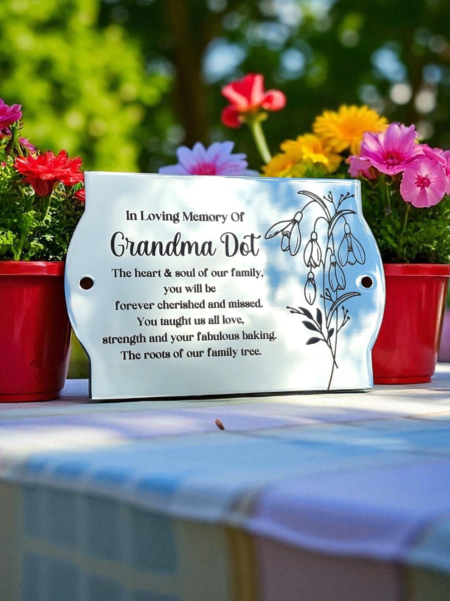 Personalised Stainless Steel Plaque.  Bench / memorial / gate / door plaque with custom engraved design. 12x8cm, 10x6cm or 8x3cm. 304 Steel.
