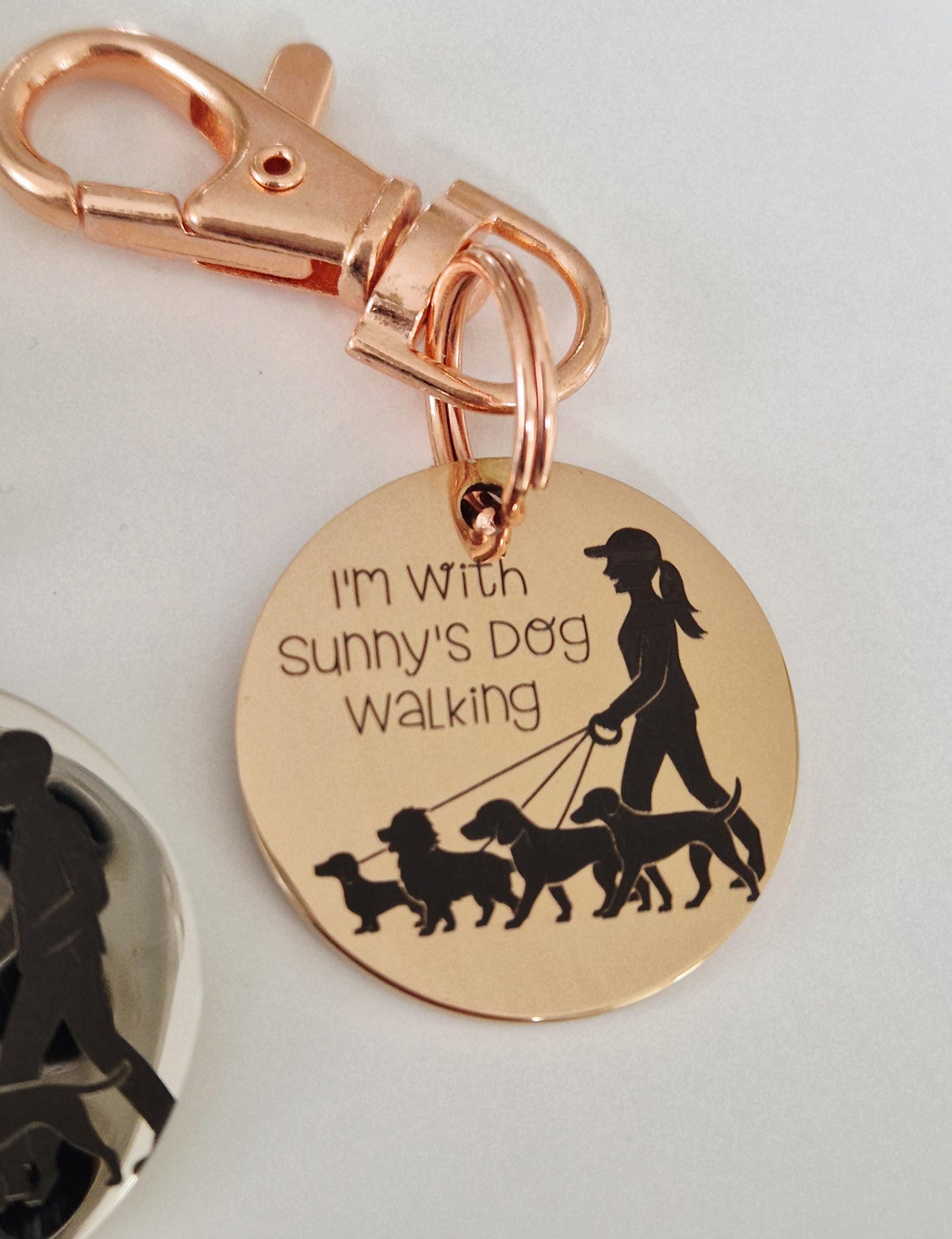 I'm with my dog walker, dog ID tag set with lobster clasp. MULTI SAVE