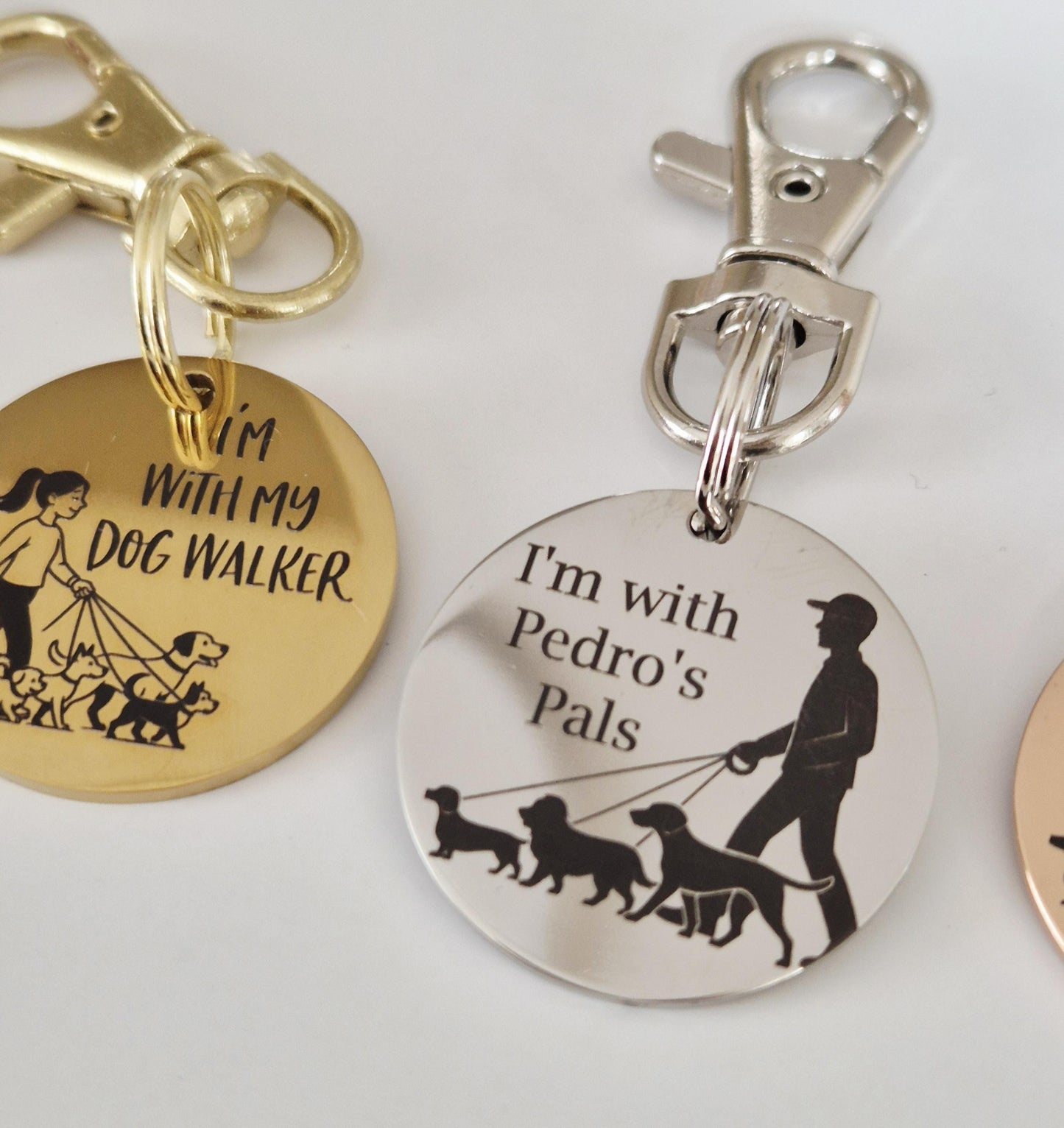 I'm with my dog walker, dog ID tag set with lobster clasp. MULTI SAVE
