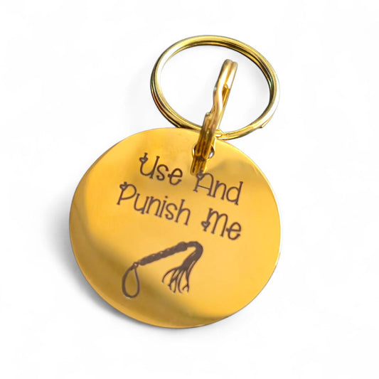 Adult Content – Custom Engraved Stainless Steel BDSM Token / Kinky Charm – 15mm, 20mm, 25mm, 30mm – Any Text & Symbol