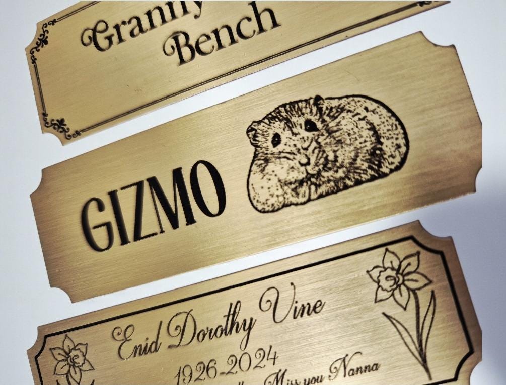 Personalised Solid Brass Name Plate – 3"x1" Engraved Plaque | Adhesive fixing | Trophies, Frames, Gifts, Furniture
