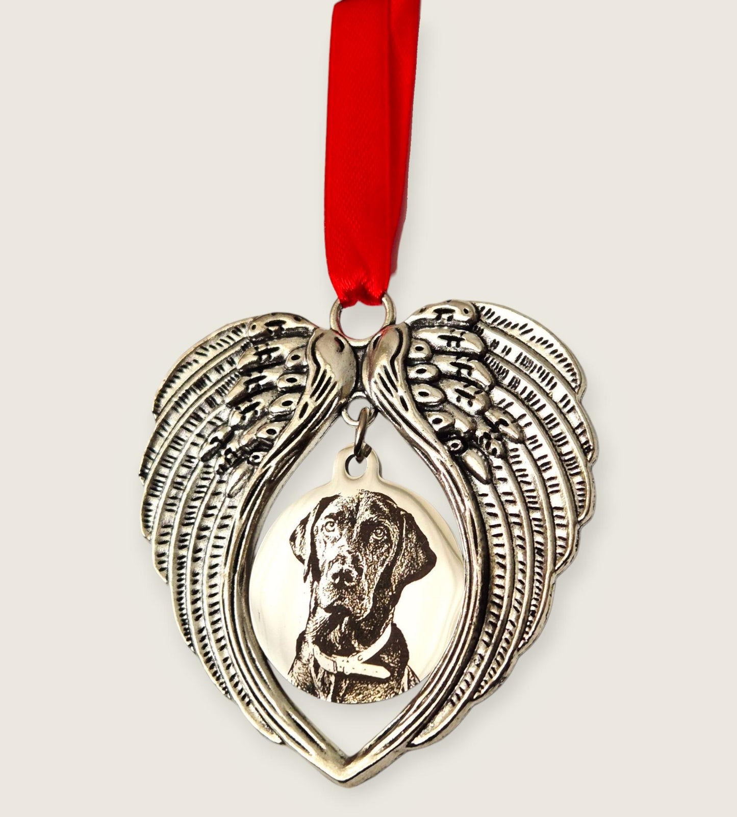 Personalised Angel Wings Memorial Ornament | Photo Engraved Pet or Loved One | 74x69mm Wings with 30mm Pendant Keepsake