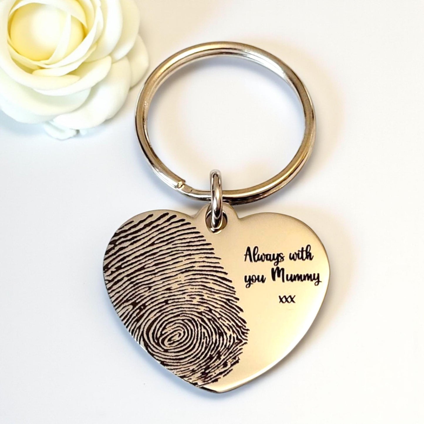 Actual handprint,  footprint or fingerprint keyring. From any photo. Mummy or Daddy gift