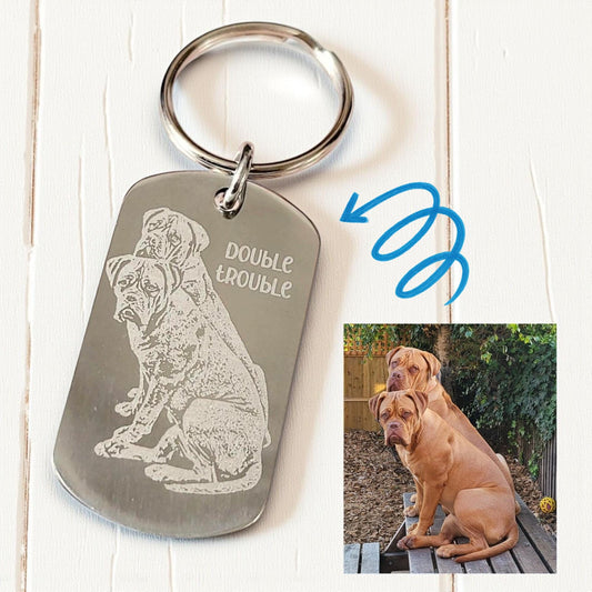 Actual photo keyring, engraved from any clear image.