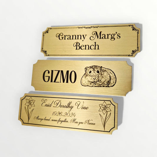 Personalised Solid Brass Name Plate – 3"x1" Engraved Plaque | Adhesive fixing | Trophies, Frames, Gifts, Furniture