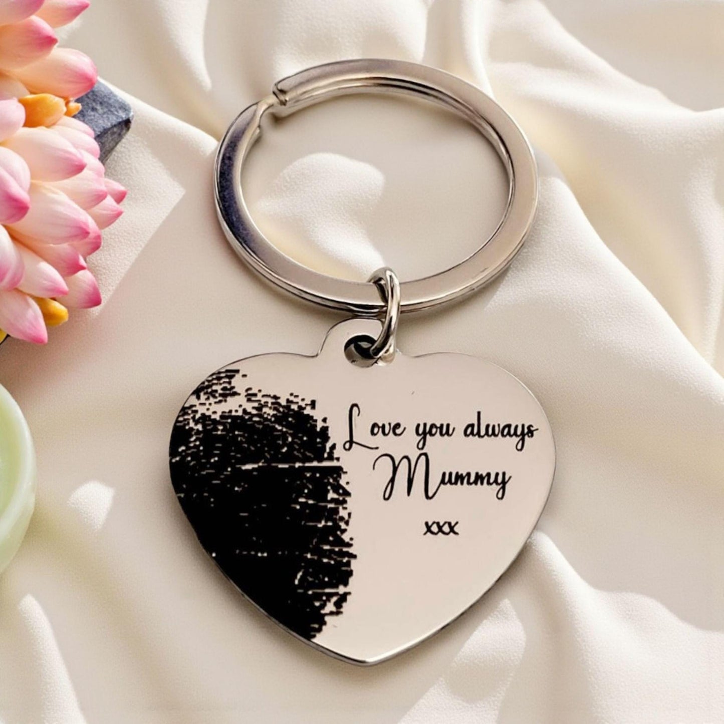 Actual handprint,  footprint or fingerprint keyring. From any photo. Mummy or Daddy gift