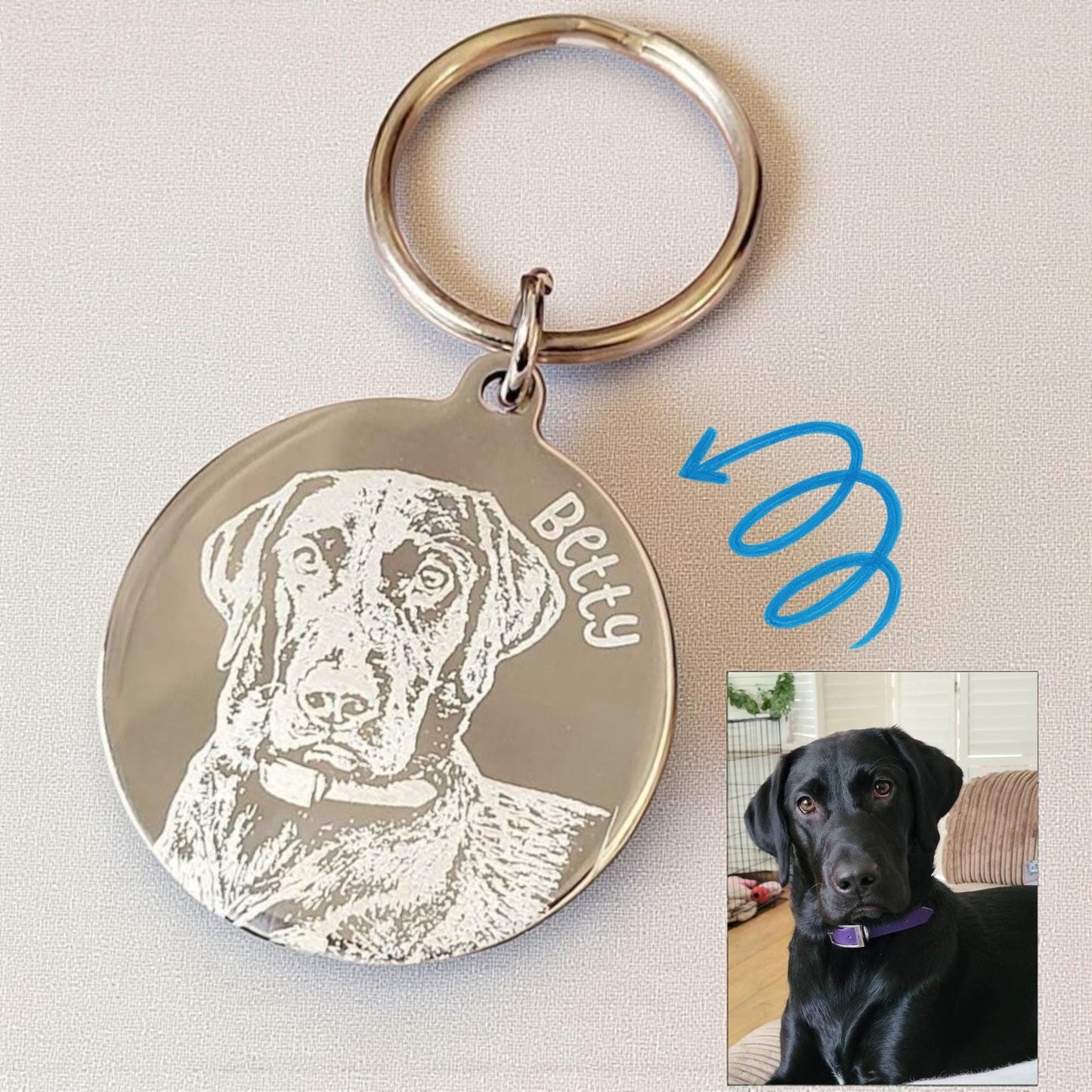 Actual photo keyring, engraved from any clear image. Gift | family | pets | stocking fillers