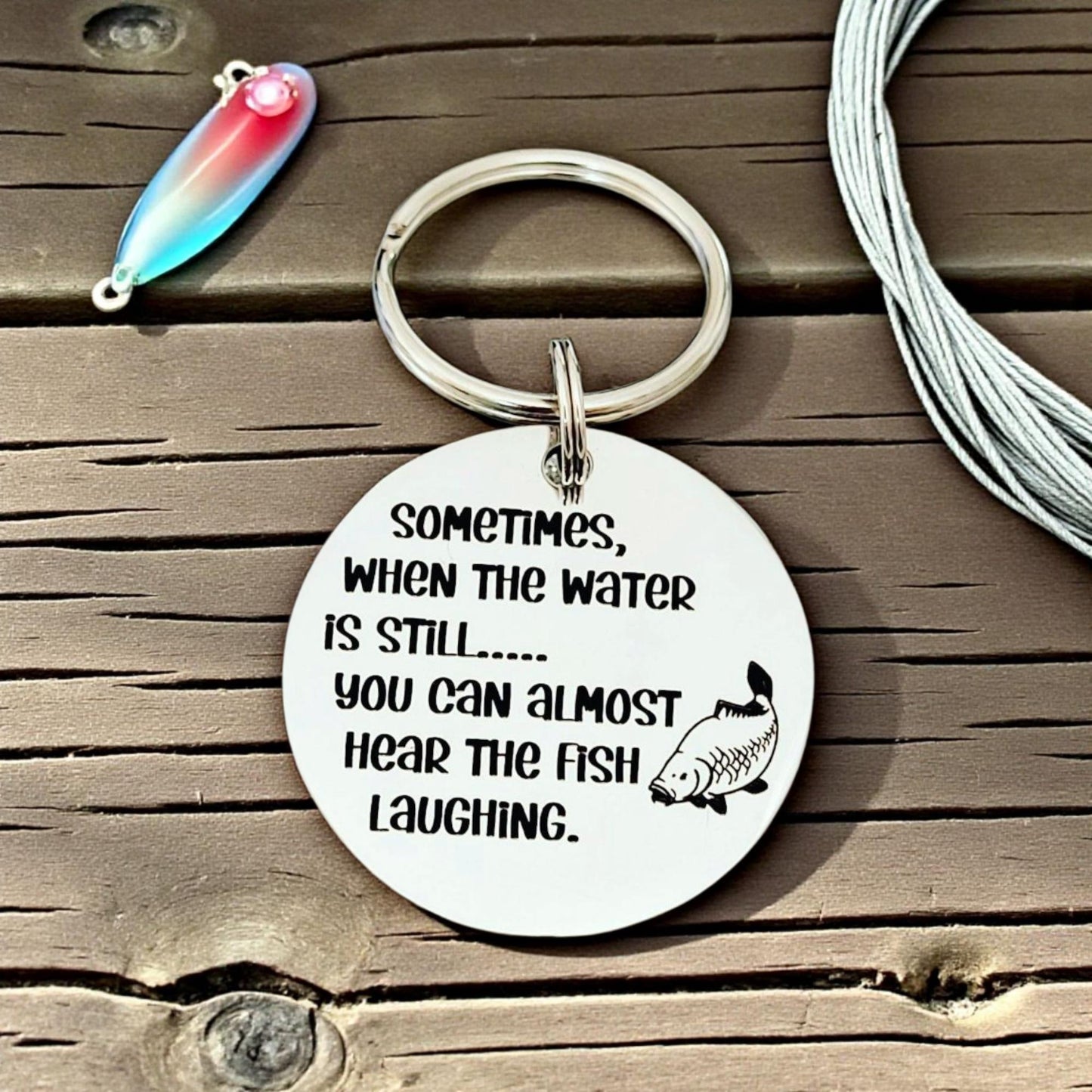 Carp Fishing Keyring. With optional message on the back.