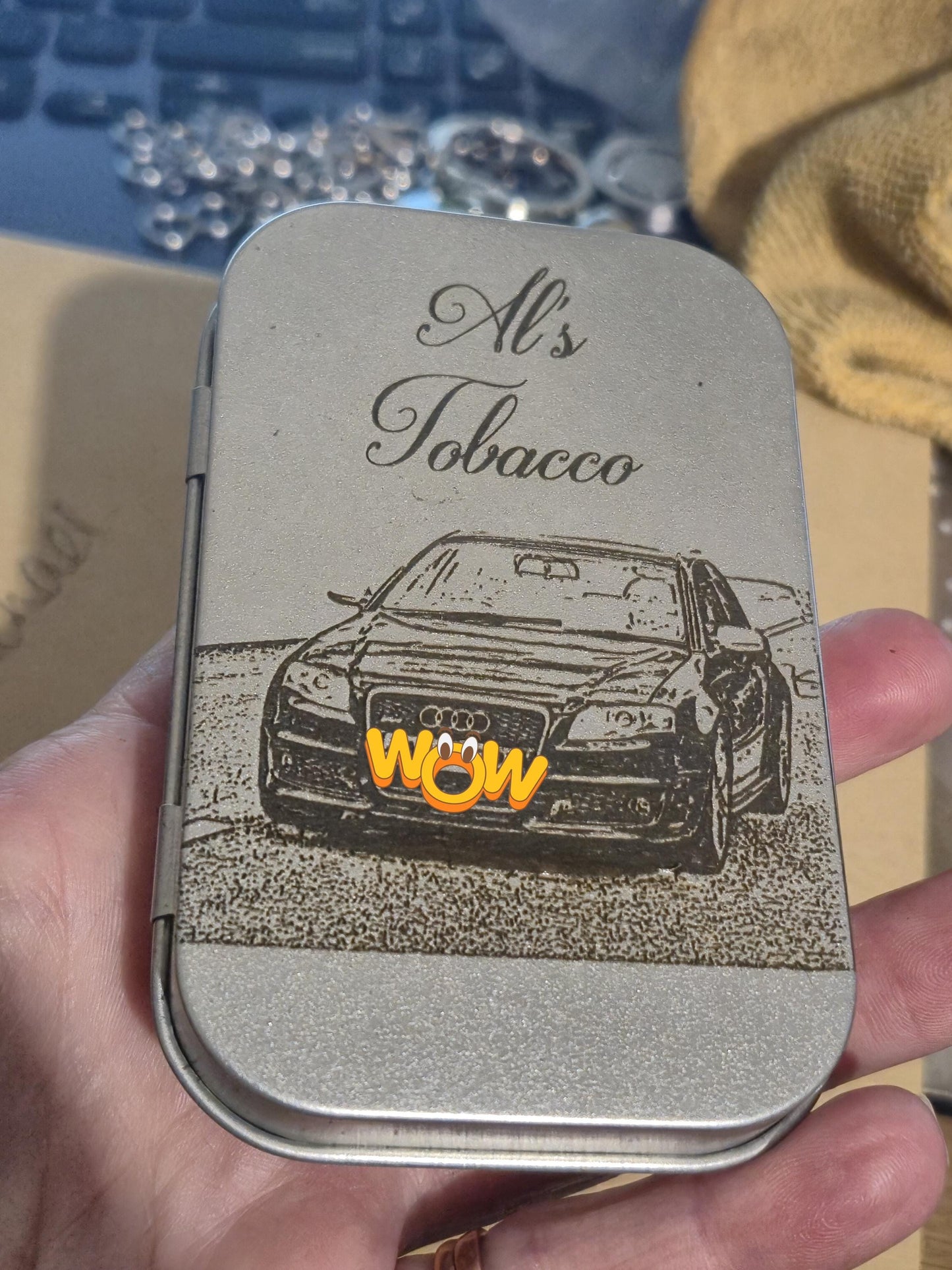Laser Engraved photo Tin. Engraved from any clear image. Family gift, tobacco tin, storage tin, tablet tin, sweet tin.