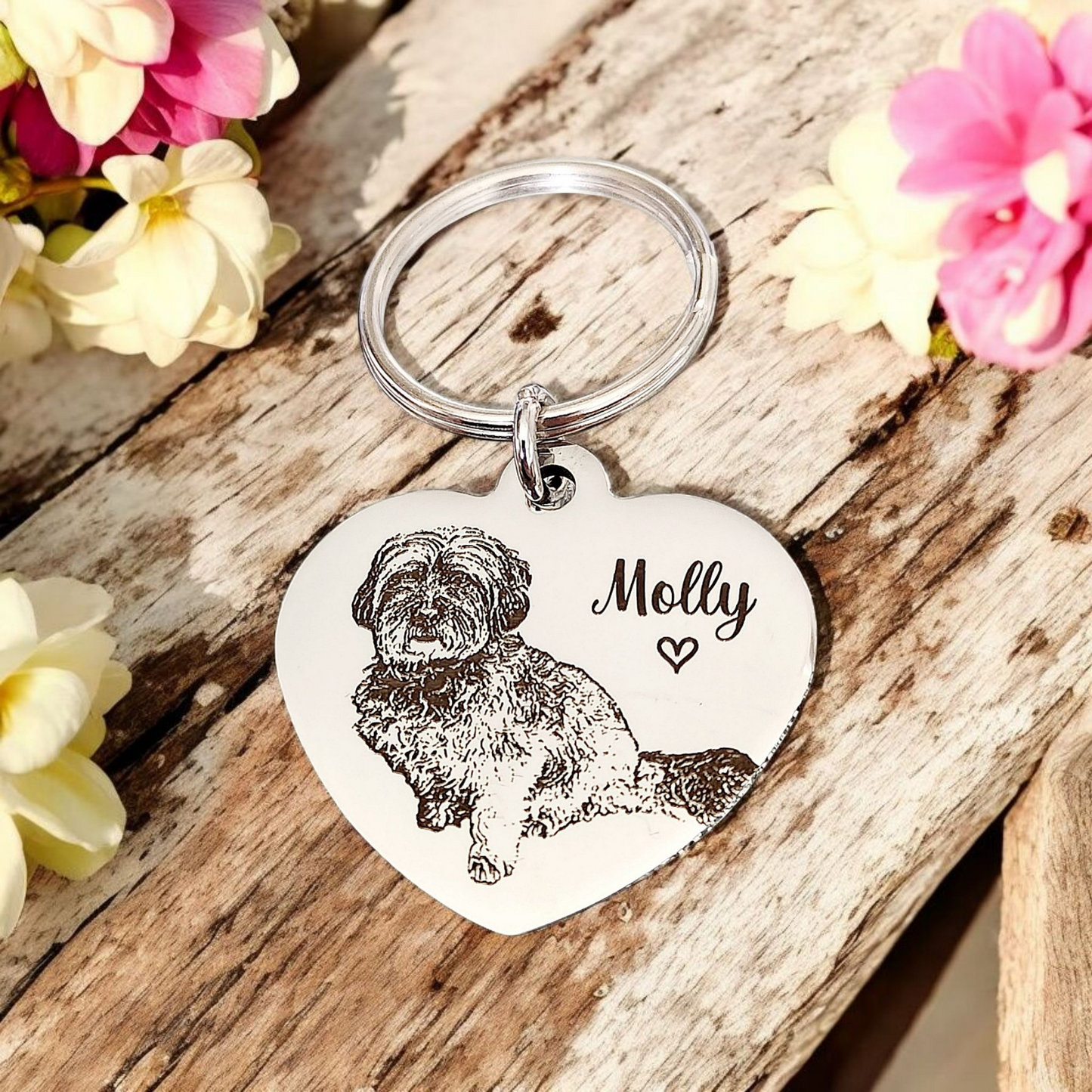 Laser Engraved photo keyring. Engraved from any clear image. Silver, Gold or Rose Gold