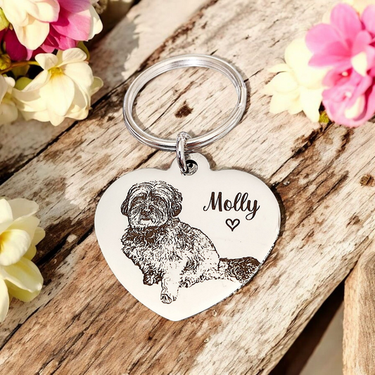 Laser Engraved photo keyring. Engraved from any clear image. Silver, Gold or Rose Gold