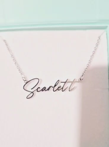 Beautiful Name Necklace With Giftbox. Silver,  Rose Gold or Gold Stainles Steel. 45cm chain. Personalised.