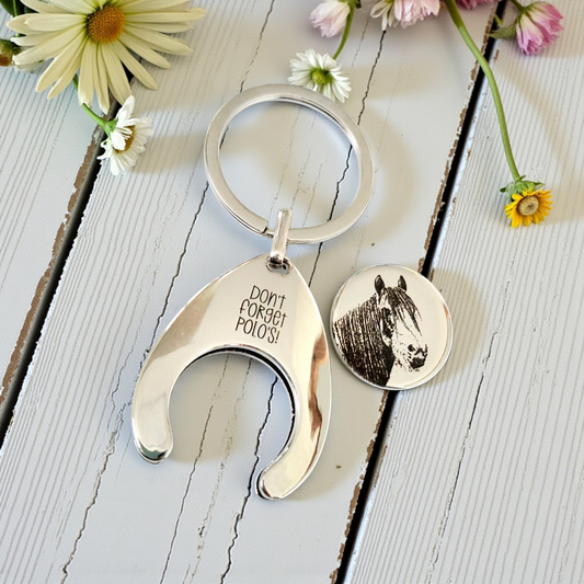 Personalised Horse Photo Trolley Token – Zinc Alloy Engraved Token