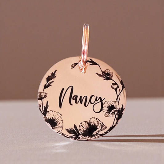 Laser Engraved disk with poppy wreath