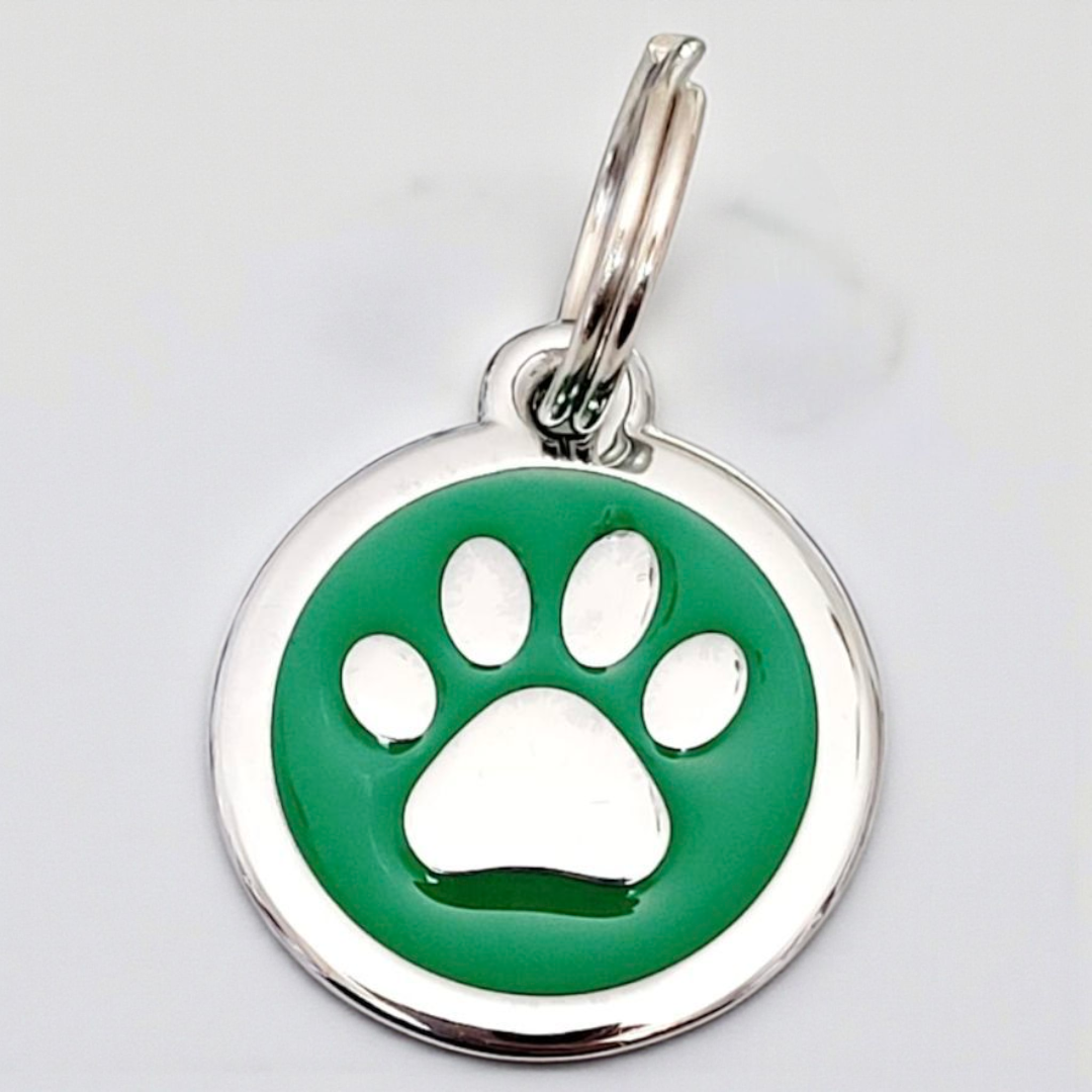 Coloured pawprint 25mm cat / dog ID tag