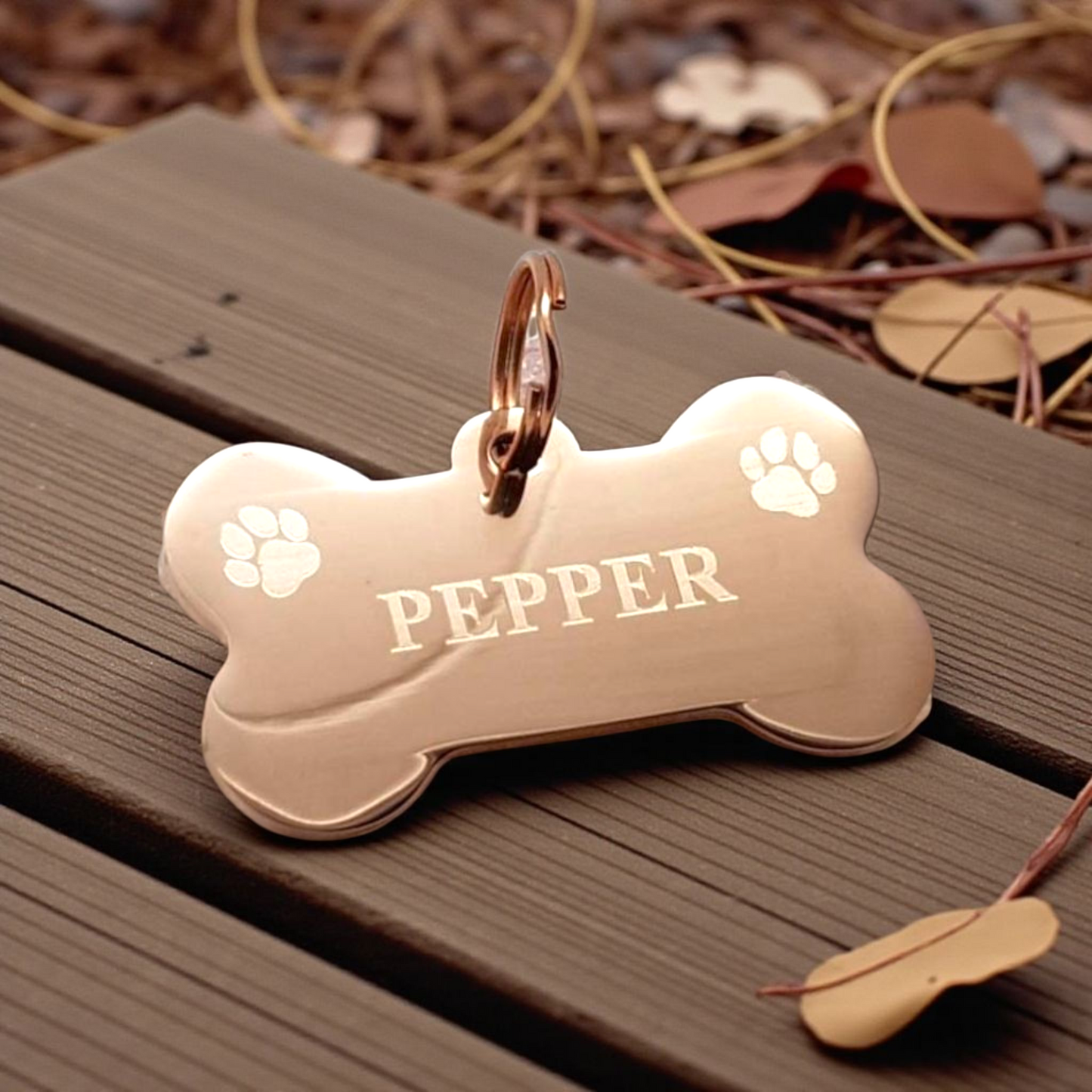 Bone shaped pet ID tag, dog tag, collar tag, cat tag, various colours, engraved