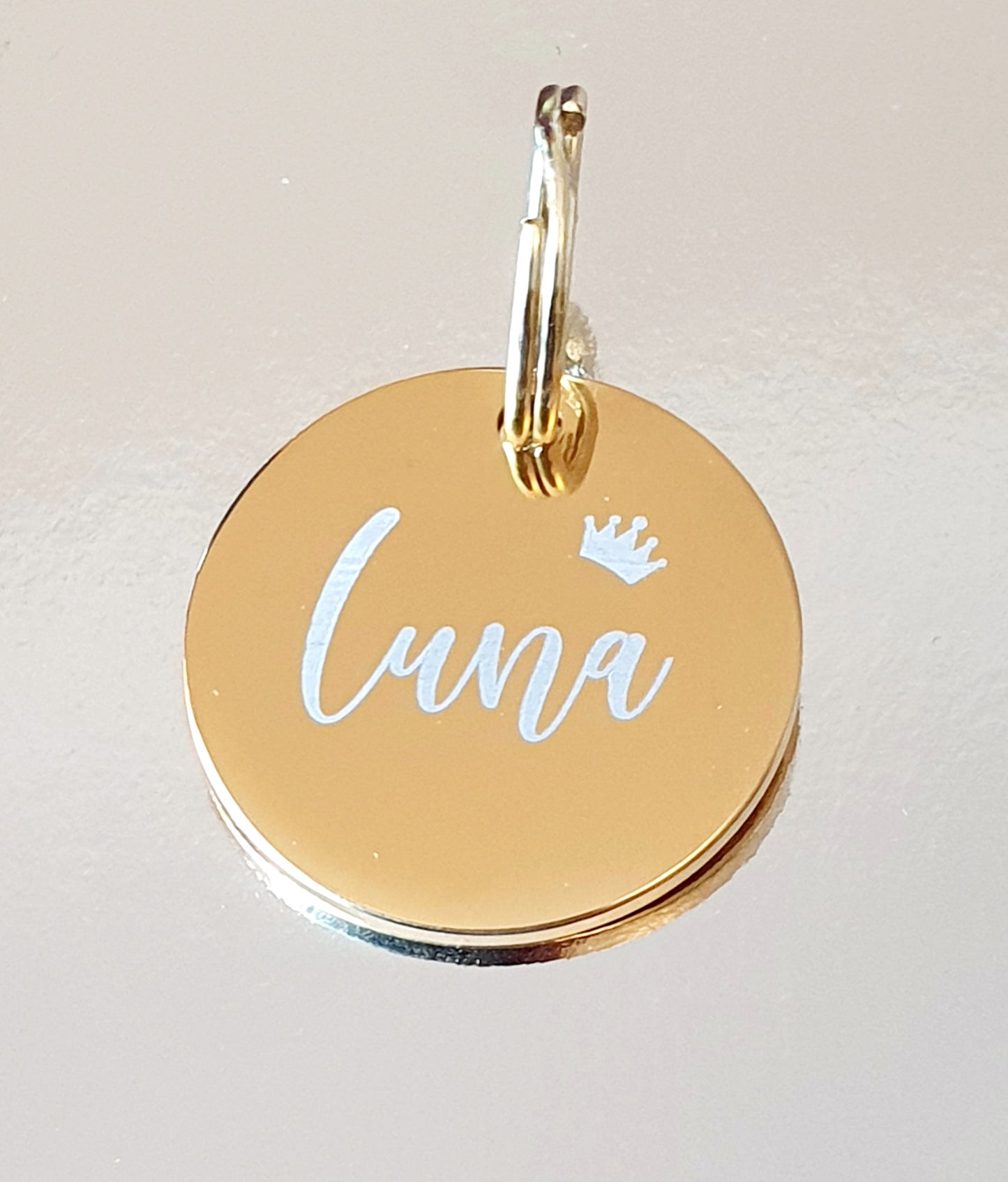 Laser Engraved stainless steel disk with crown design