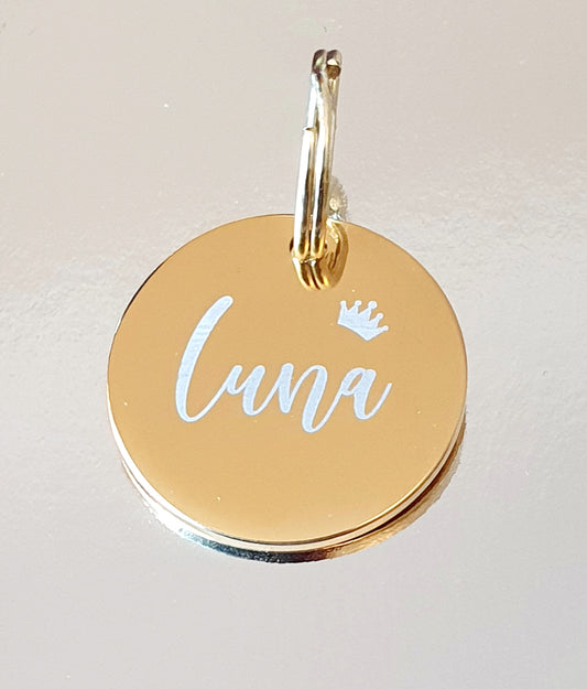 Laser Engraved stainless steel disk with crown design