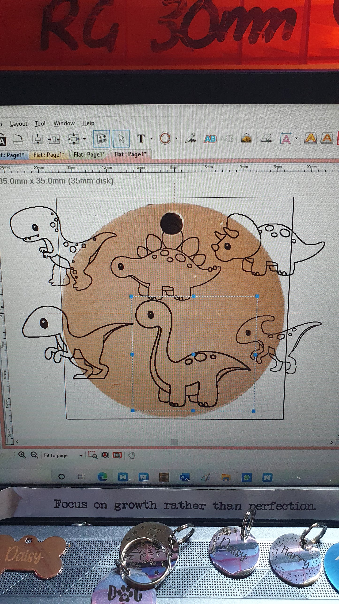 Dino themed pet ID tag, 6 colours